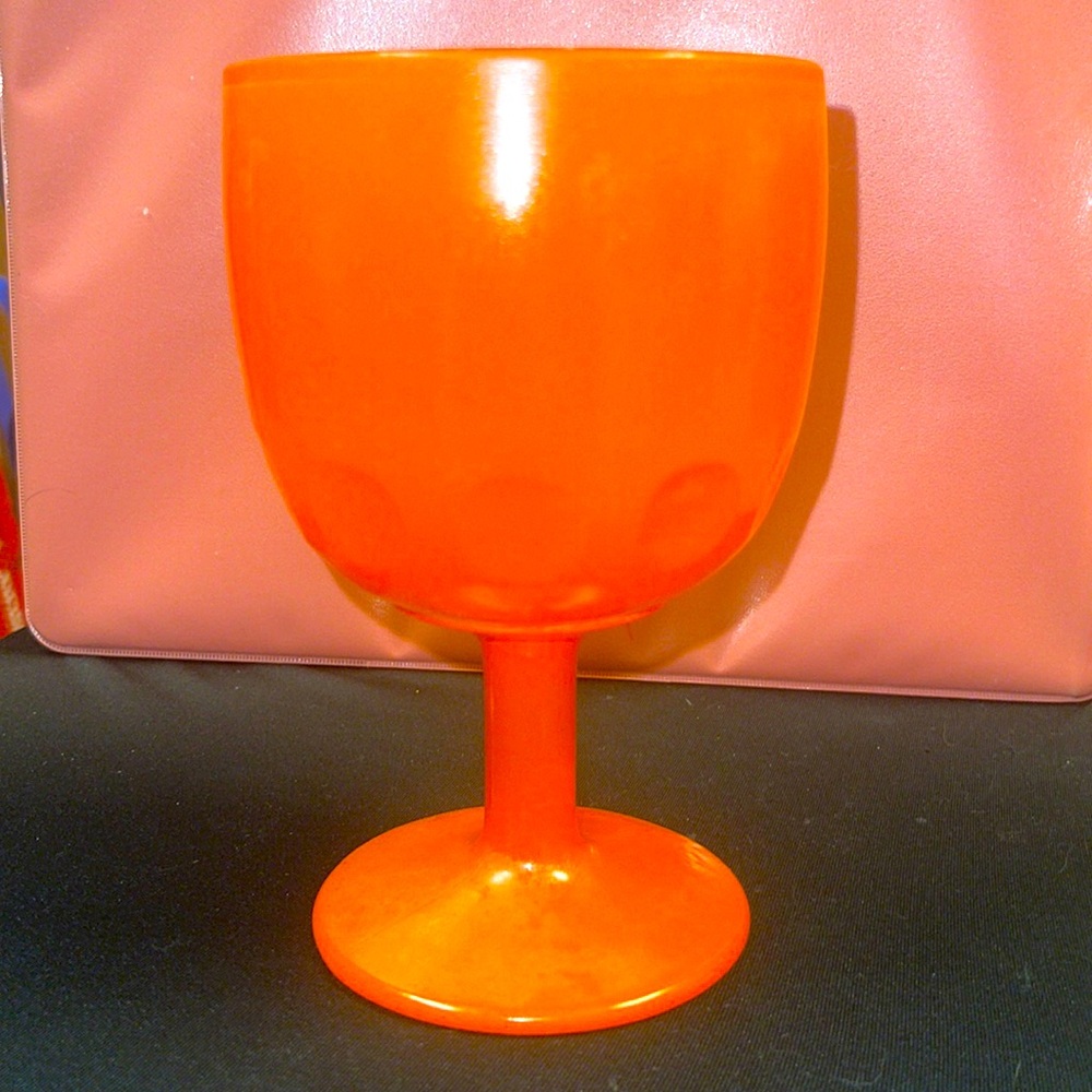 Vintage Orange Frosted Glass Goblet